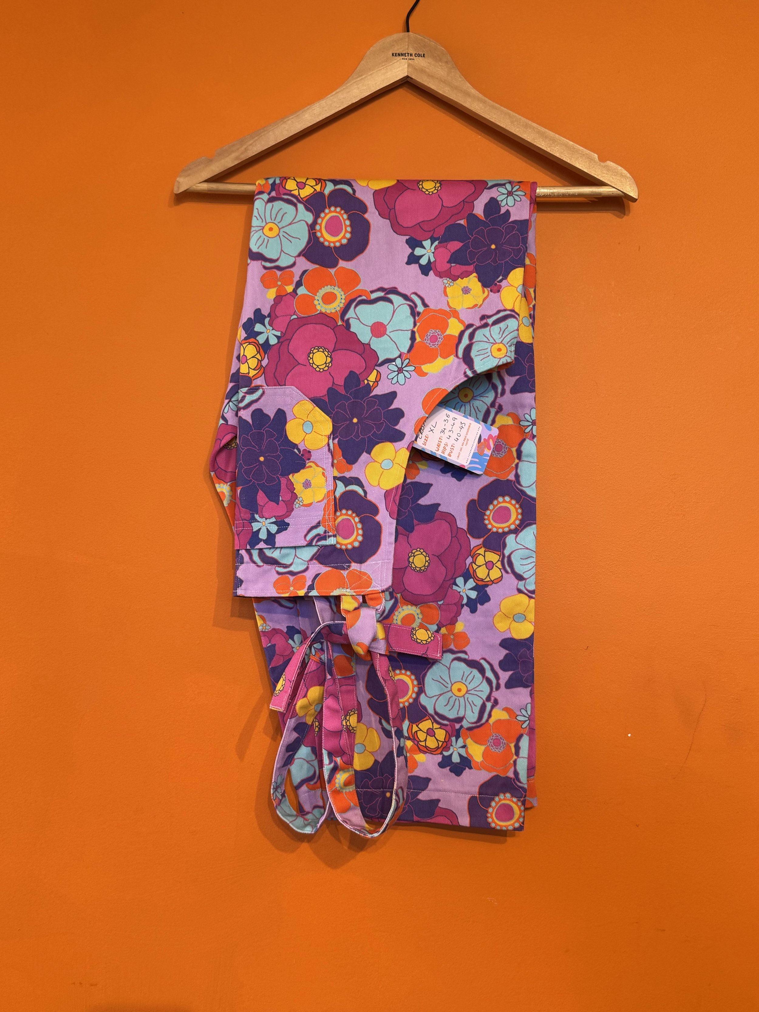 Purple Floral Cropped Dungaree - XL