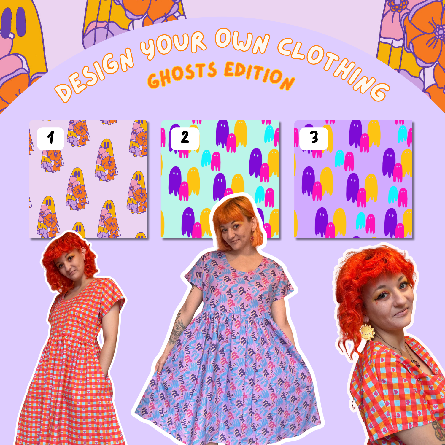 Design Your Own -Ghosts Cotton Smock Dress