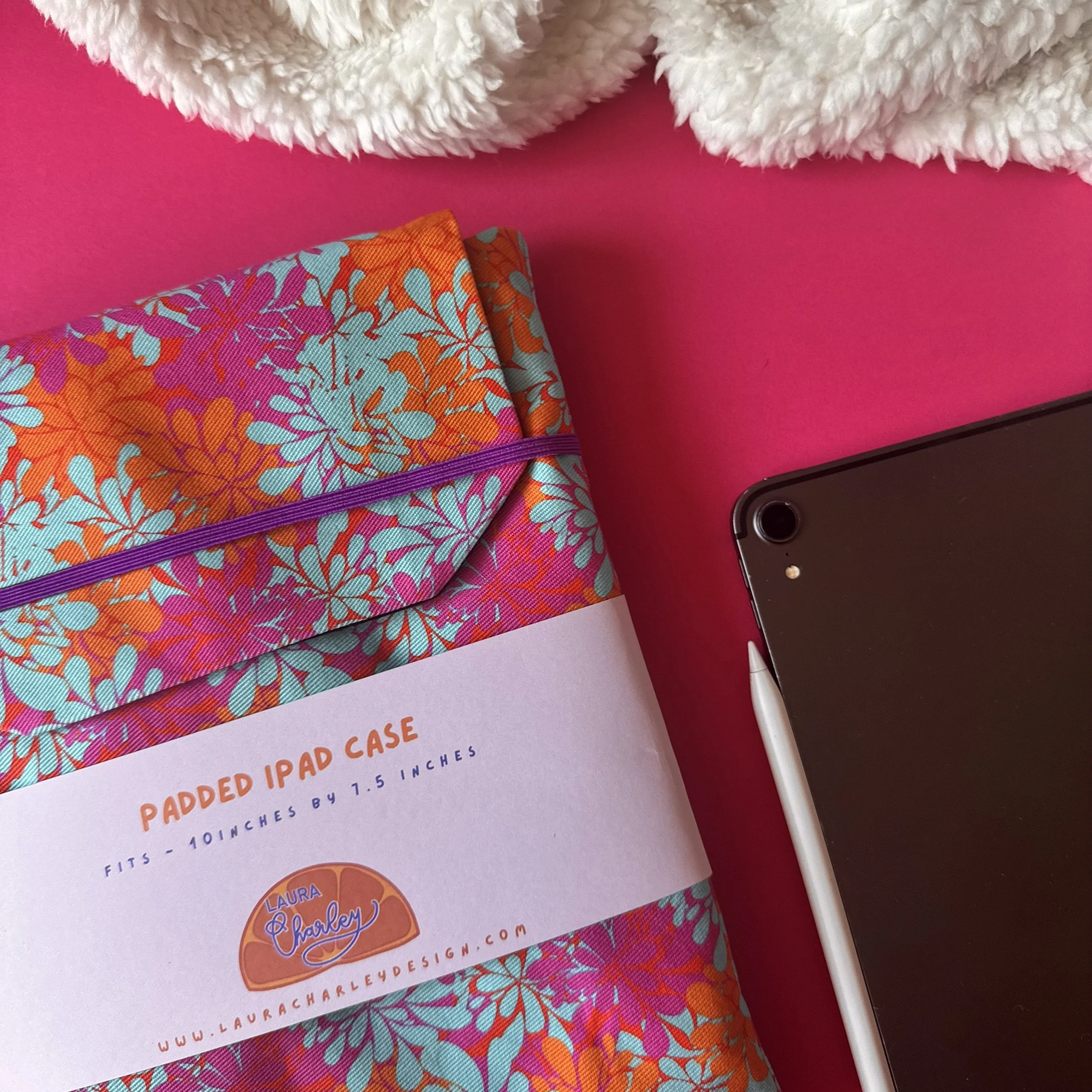 Pink & Orange Blossoms Cotton iPad Case