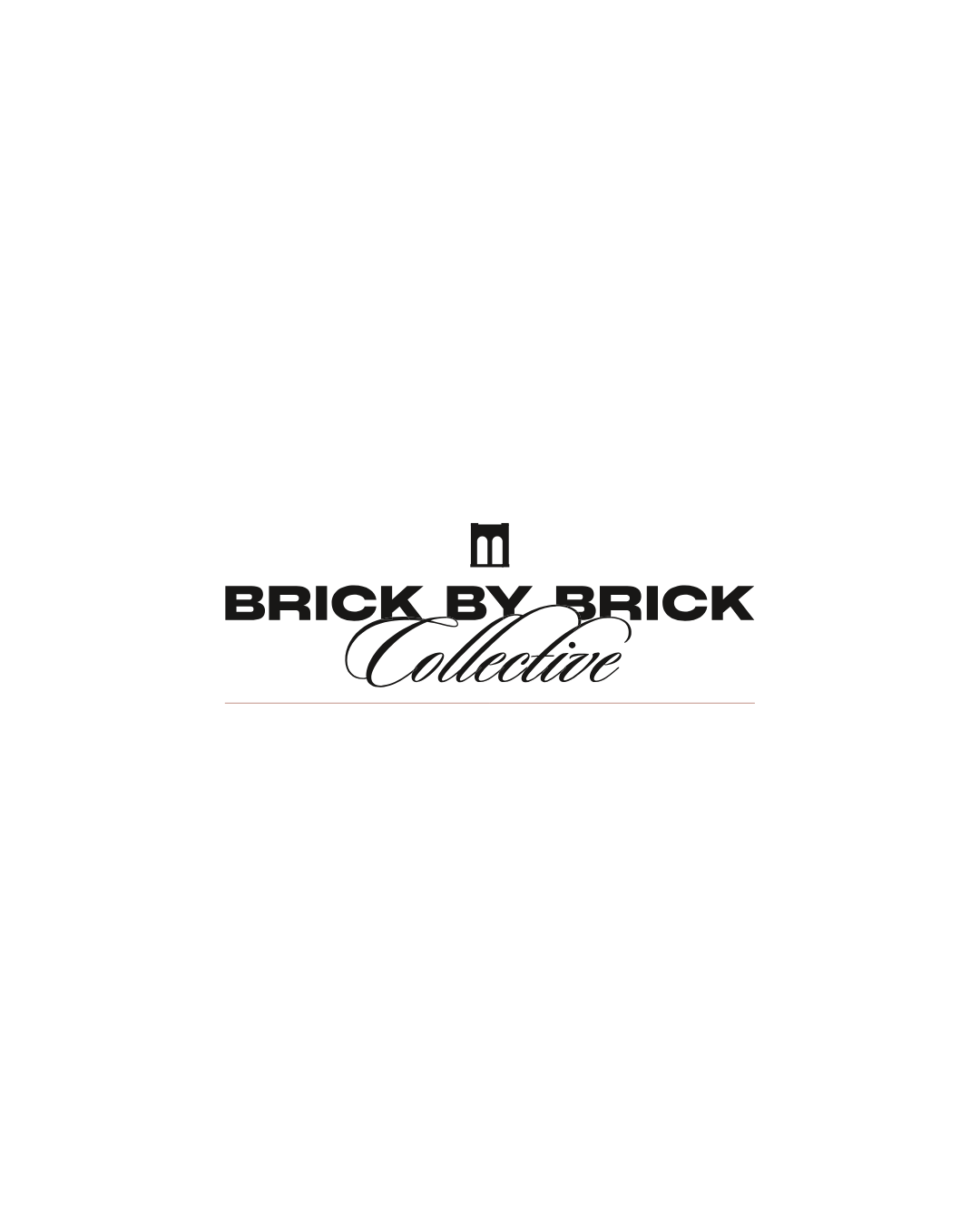 Logo for Brick by Brick Collective featuring stylized brick wall illustration and text.