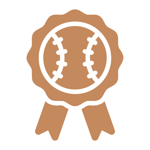 Award ribbon with baseball emblem in the center