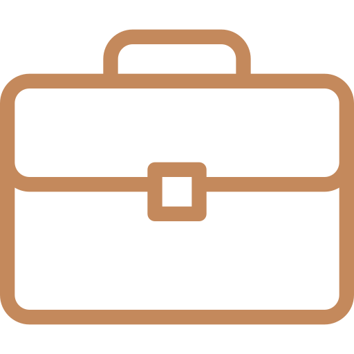 Icon of a brown briefcase with a handle on top and a latch in the center.