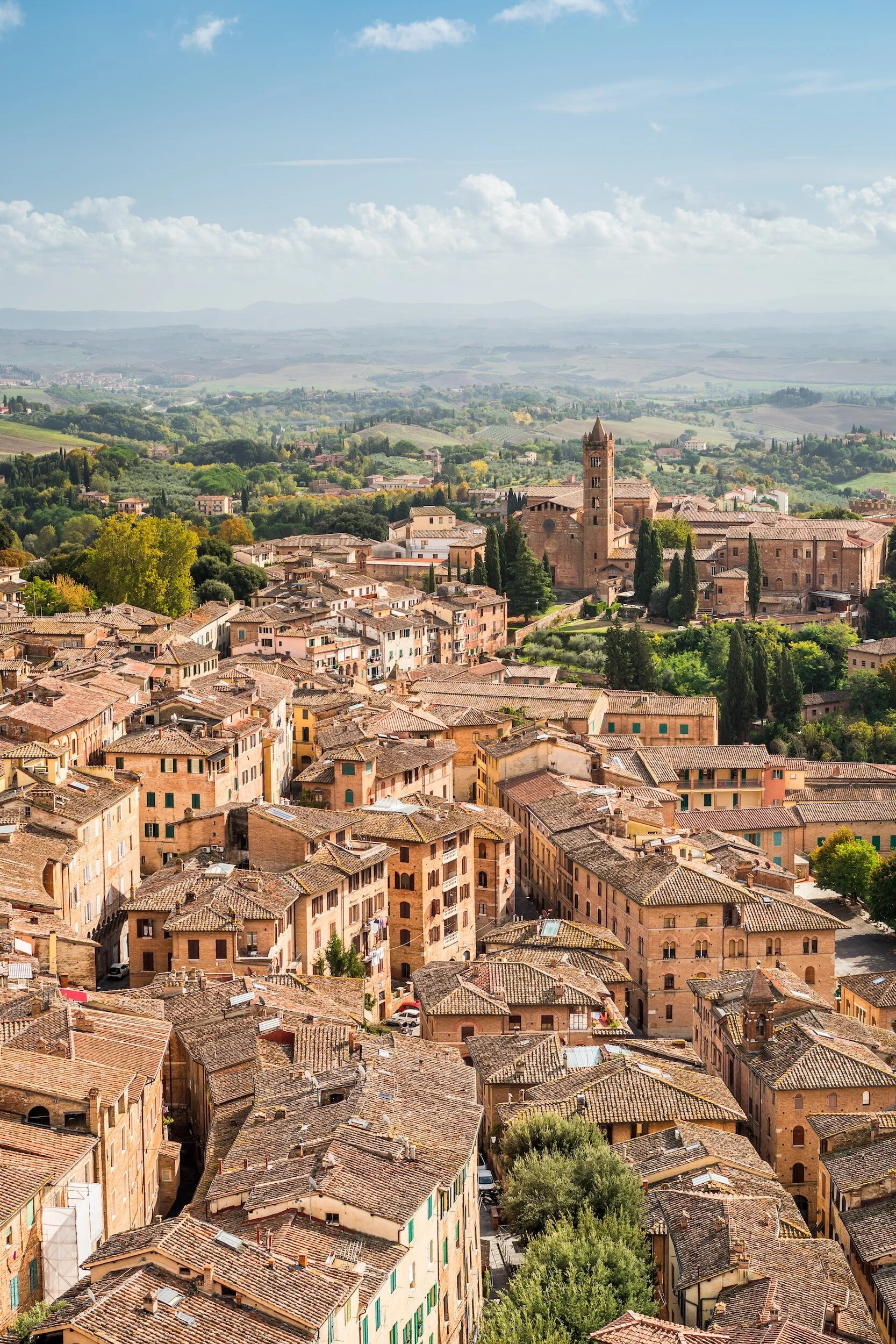 view of a tuscan town from above