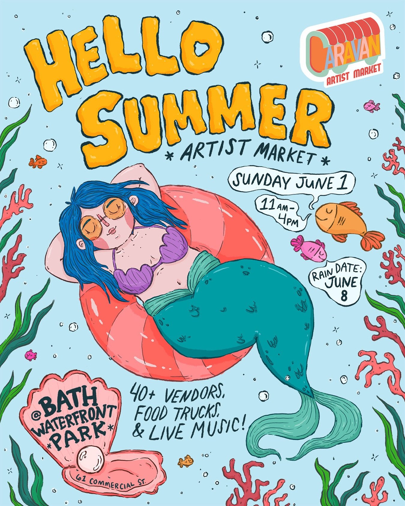 🧜&zwj;♀️MARKET🧜&zwj;♀️ So excited to be back with @caravan_artistmarket in Bath! I had my first ever market there just over a year and a half ago. Wild how time has flown by.  So come and see us all on June 1st (rain date June 8th) from 11-4pm!!!!!