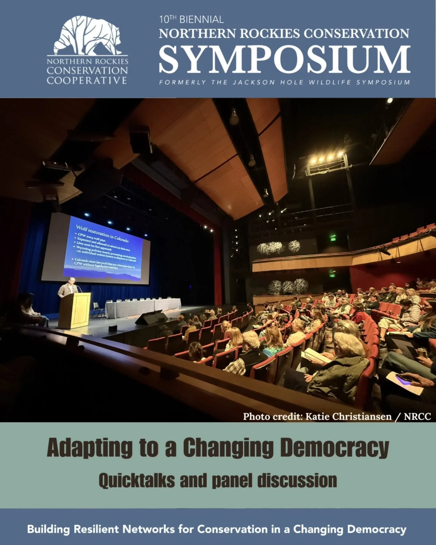 Good times at the Northern Rockies Conservation Symposium, organized by my colleagues at the @northernrockiescc . I presented a Quicktalk on wolf-livestock conflict and political backlash in the session on Adapting to a Changing Democracy (photos cre