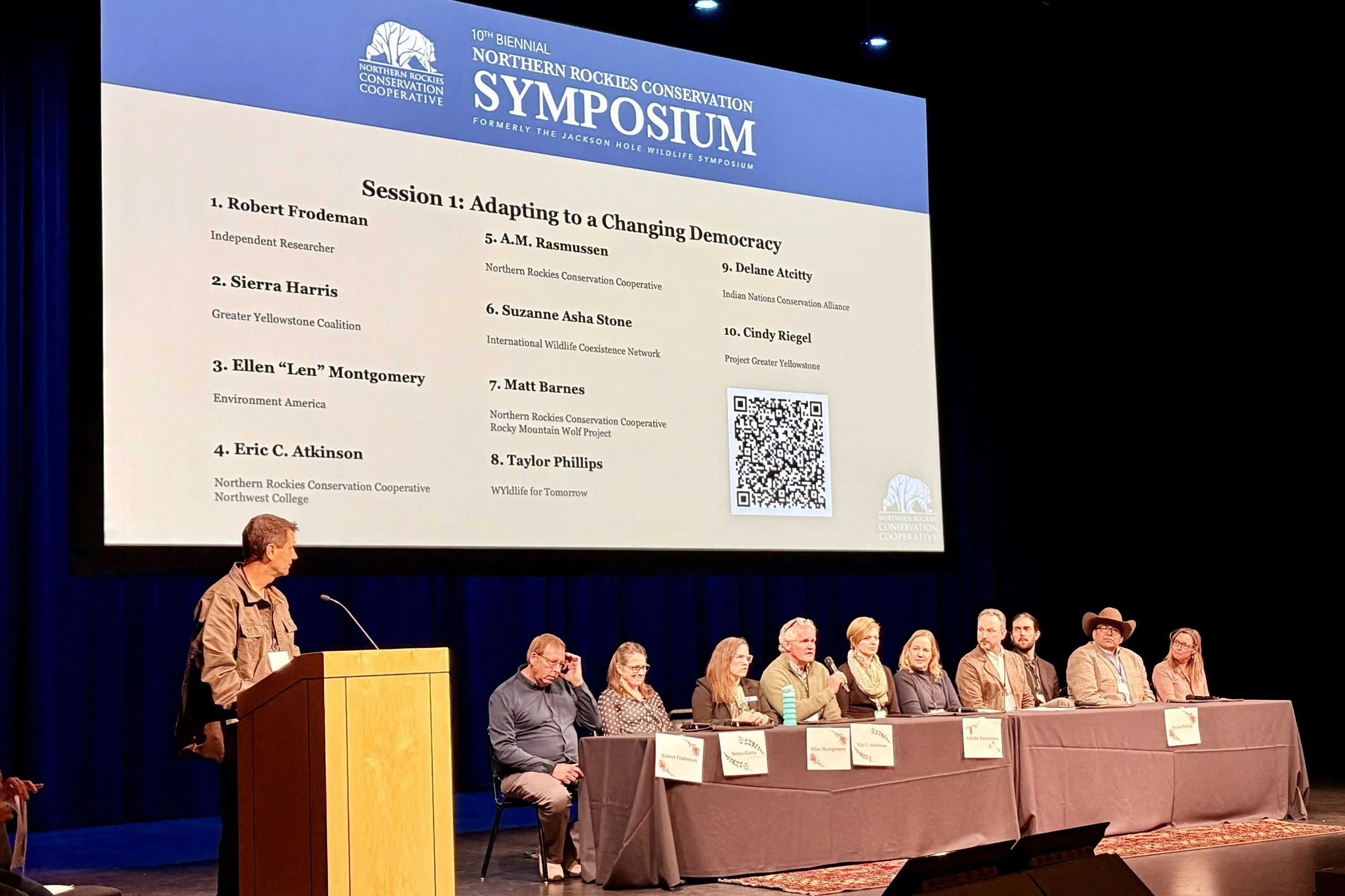 A panel discussion at the Northern Rockies Conservation Symposium in Jackson, Wyoming