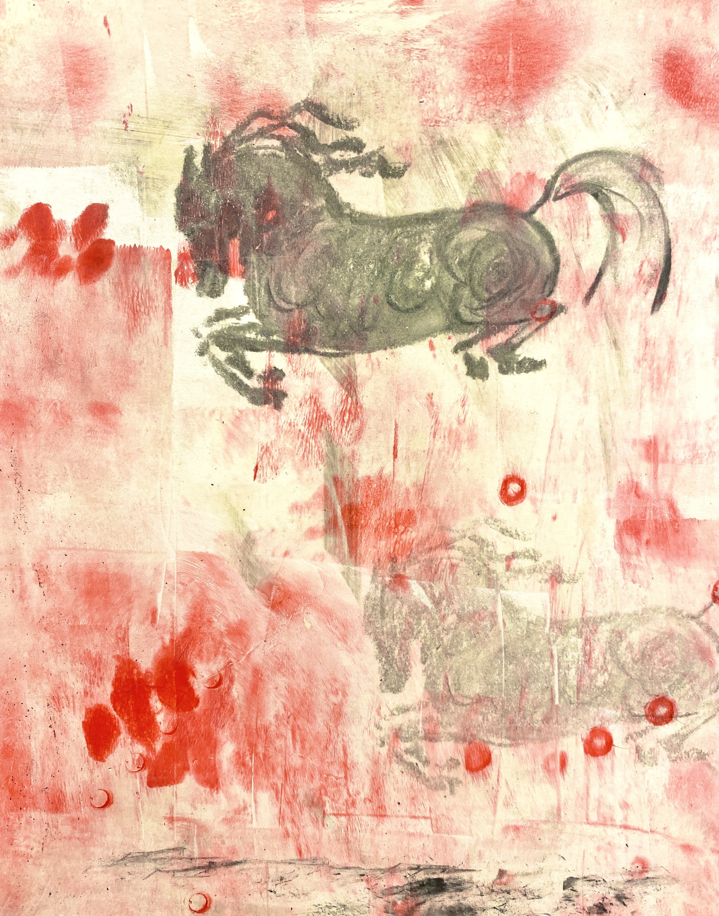 Jump For Joy, 8x10” Charcoal Transfer Monotype