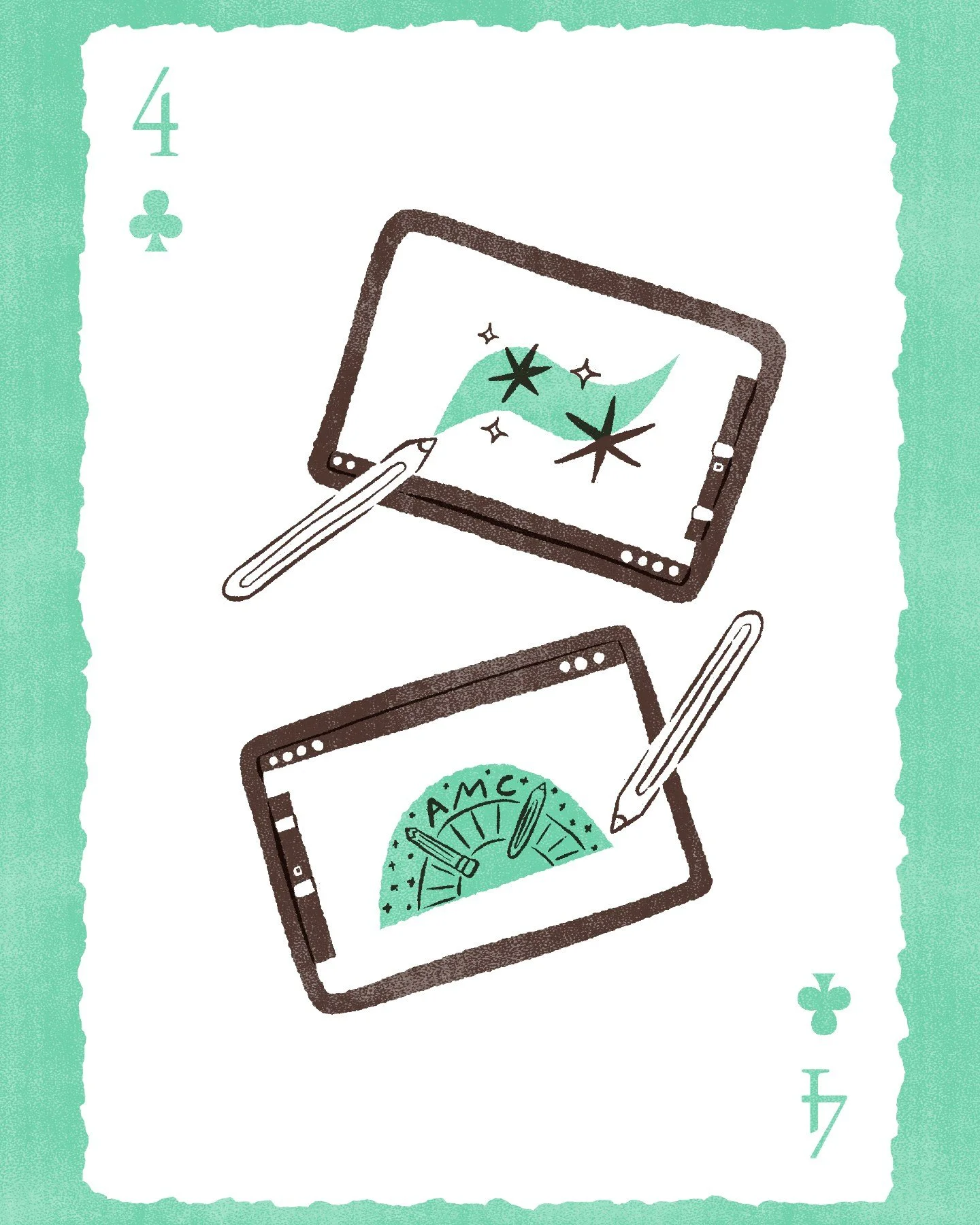 &clubs;️🎨 Tribute to @artmakersclub &amp; @procreate, who started this whole happy, artful journey!

🃏 This illustration is from my latest work in progress, &quot;Artful,&quot; a deck of cards celebrating creative tools, talents, and traditions.