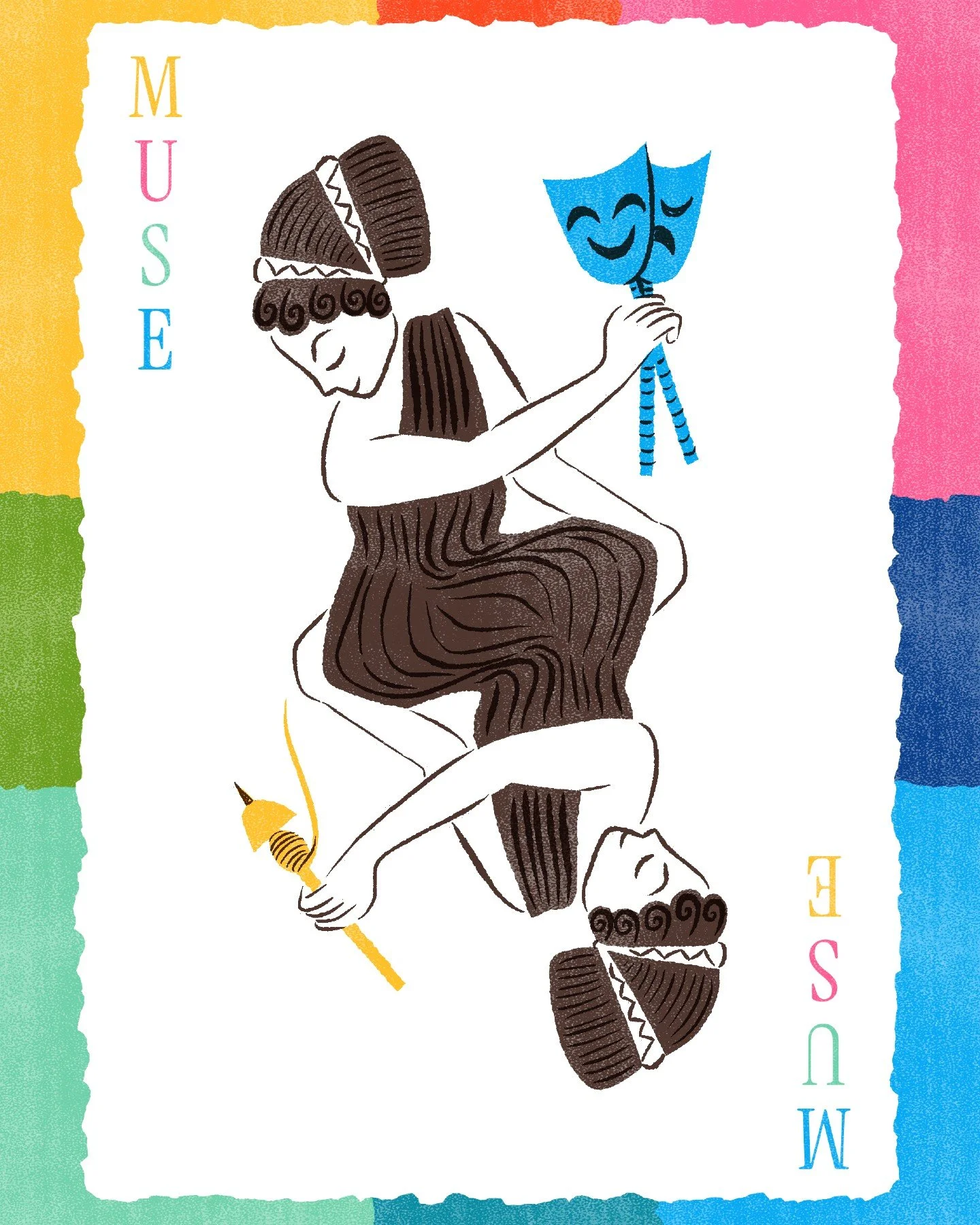 🃏 Joker 1: Muses of Theater and the Handmade

I'm almost wrapped with this big project, and I'm so excited to show you the finished deck, in real life, coming very soon...!

🃏 This illustration is from my latest work in progress, &quot;Artful,&quot