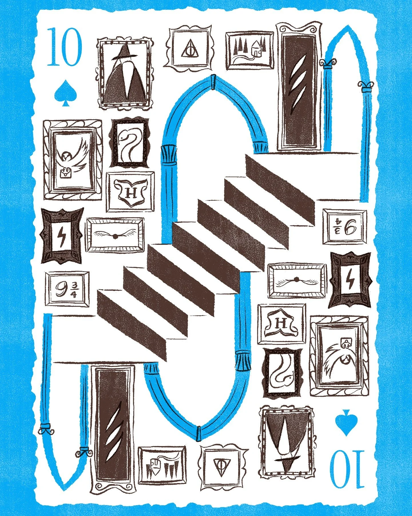&spades;️🎭 Set Design

A lot of symbols, references, etc. to one of the best stories of all time! ⚡️ Swipe for all of the spades, now finished!

🃏 This illustration is from my latest work in progress, &quot;Artful,&quot; a deck of cards celebrating