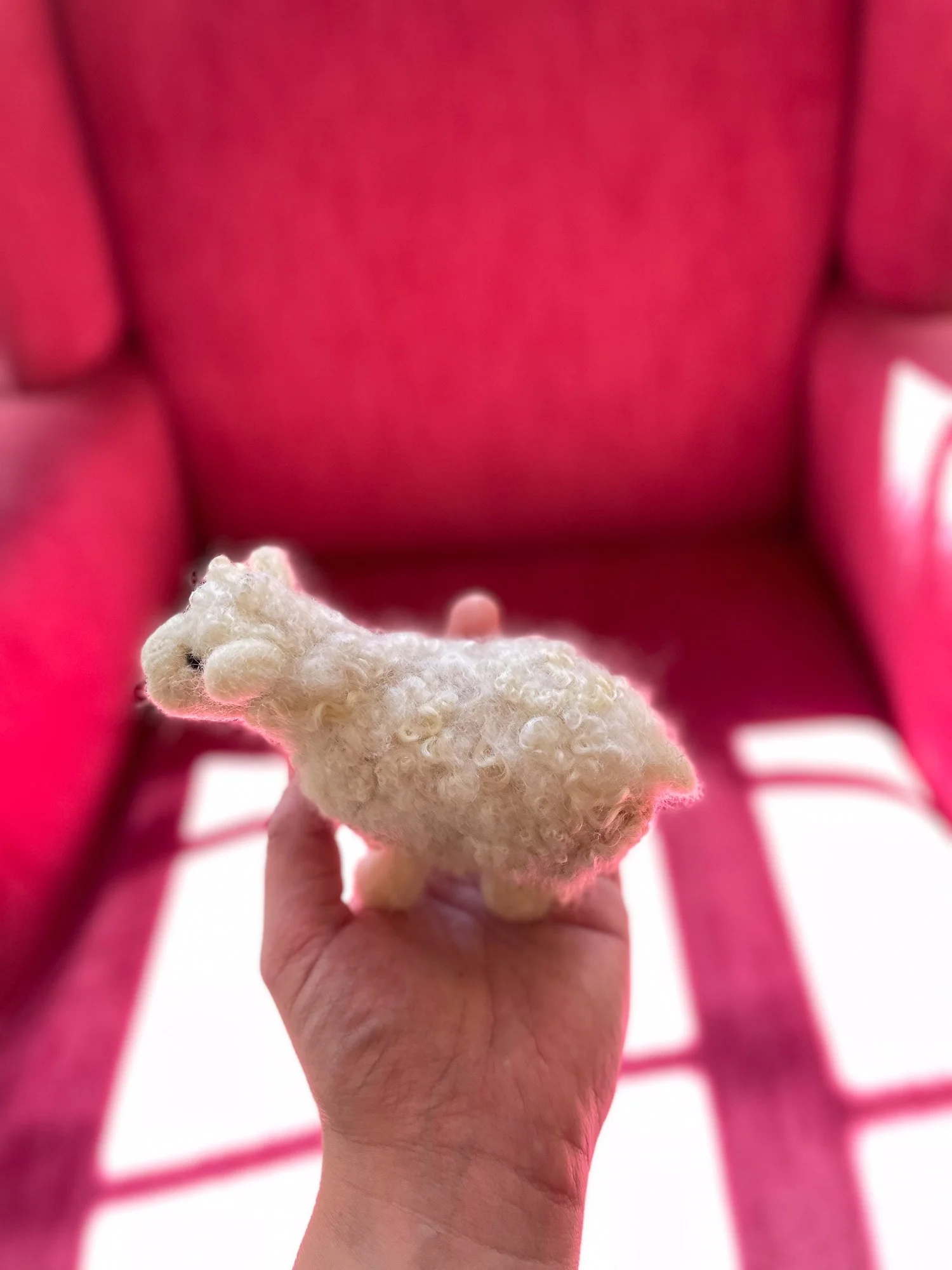 Needle-felted sheep handmade gift for baby
