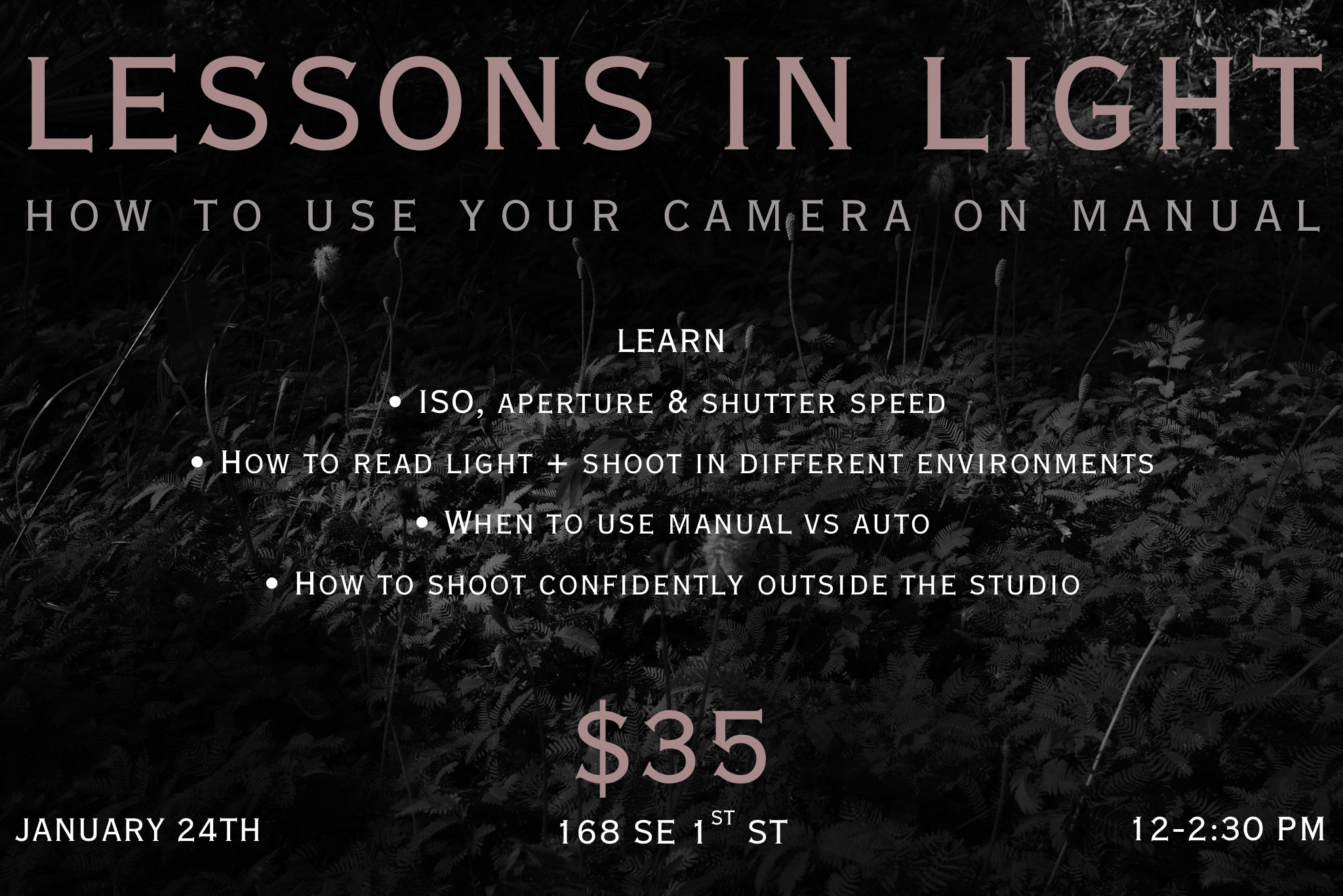 LESSONS IN LIGHT: HOW TO USE YOUR CAMERA ON MANUAL
