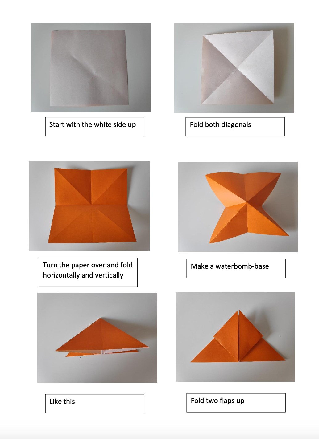 Origami butterfly lesson step 1