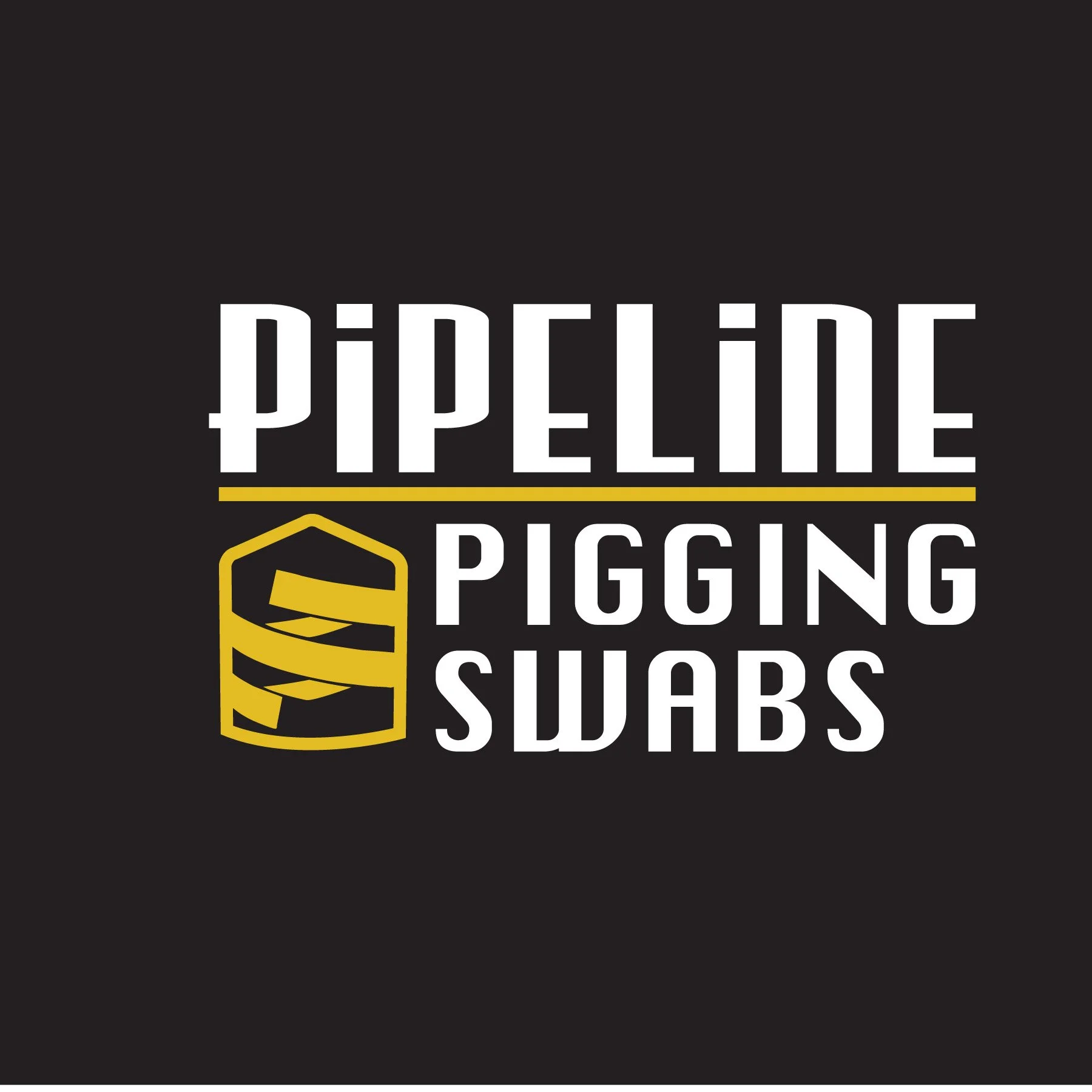 Logos of pipeline pigging swabs on a black background.