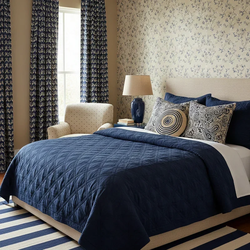 Navy Blue and Beige Bedroom Ideas