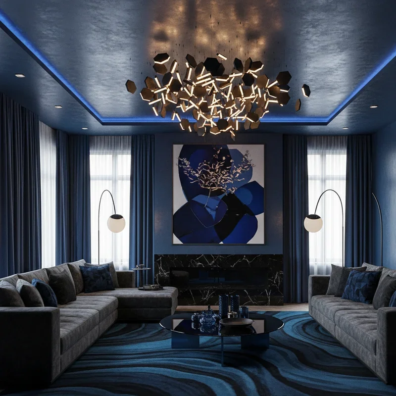 Black and Blue Living Room Ideas