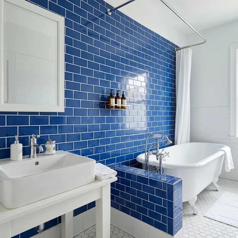 Blue Subway Tile Bathroom Ideas
