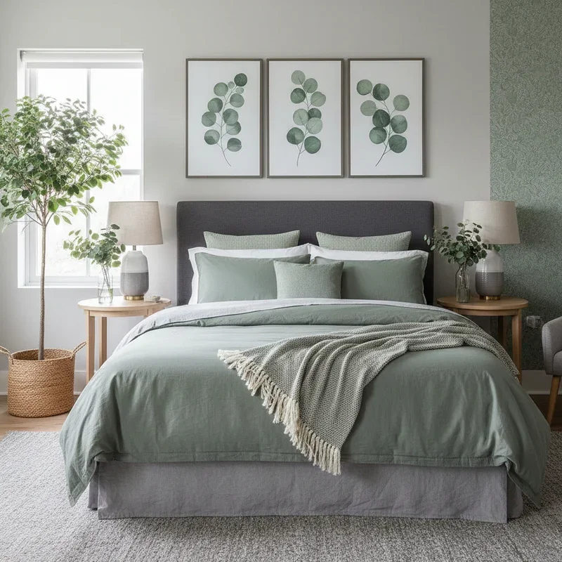 Green and Grey Bedroom Ideas