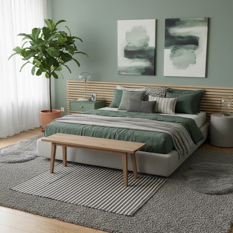 Green and Grey Bedroom Ideas