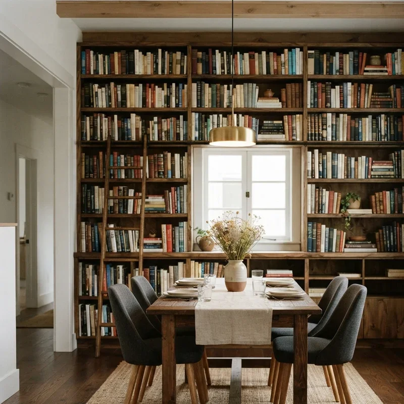 Dining Room with Bookshelves Ideas