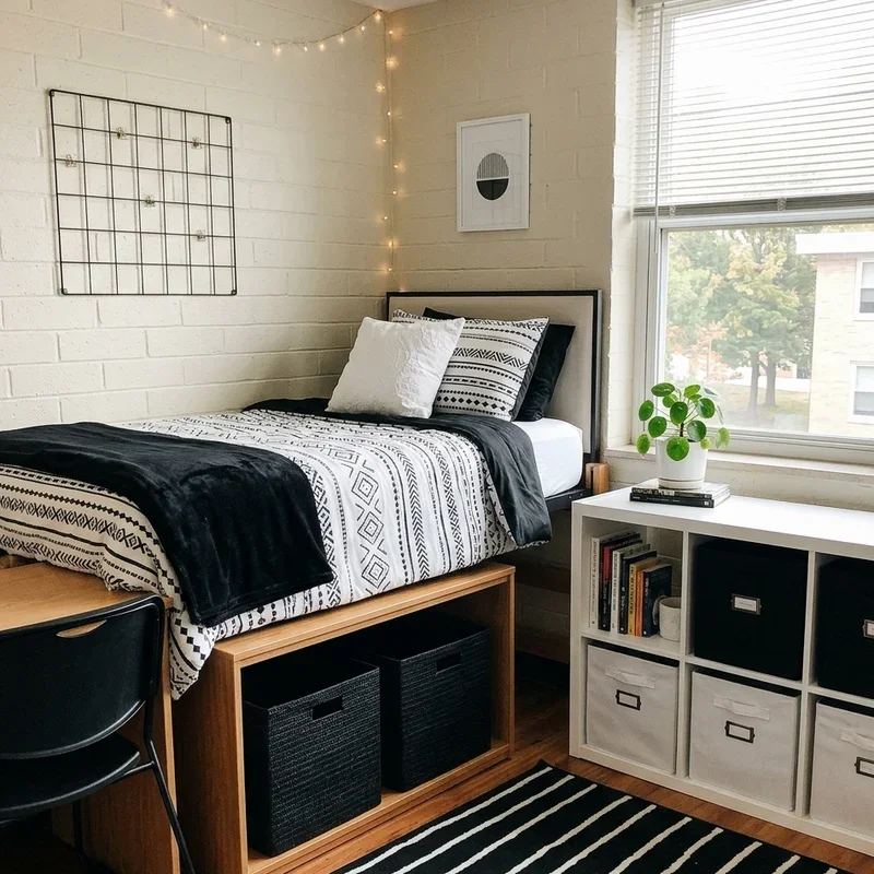 Black and White Dorm Room Ideas