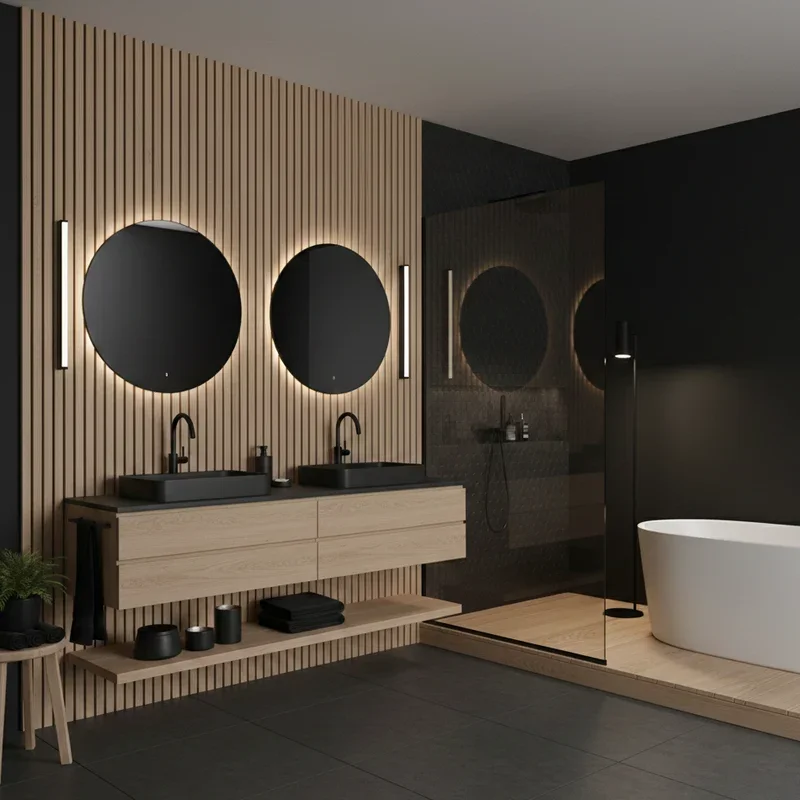 Black and Wood Bathroom Ideas