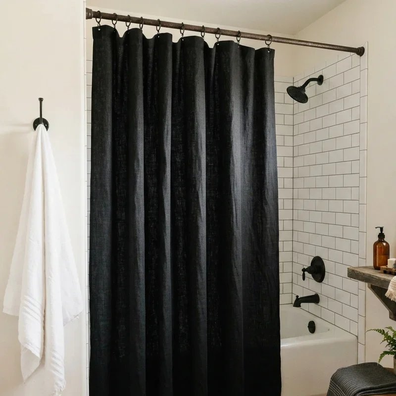 Black Shower Curtain Bathroom Ideas