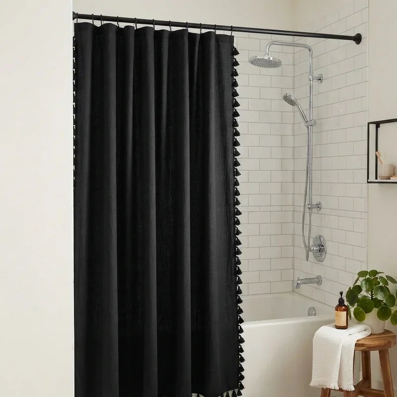 Black Shower Curtain Bathroom Ideas