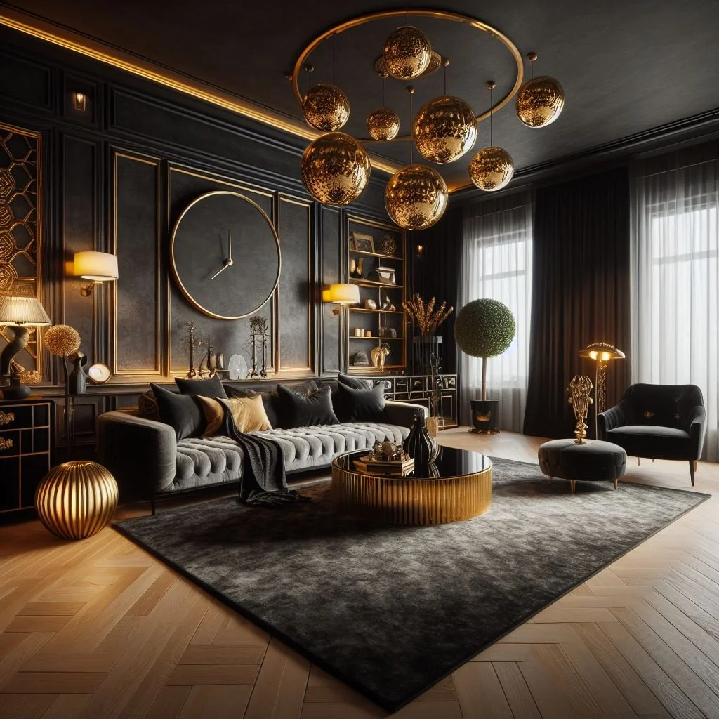 15 Luxurious Black and Gold Living Room Ideas