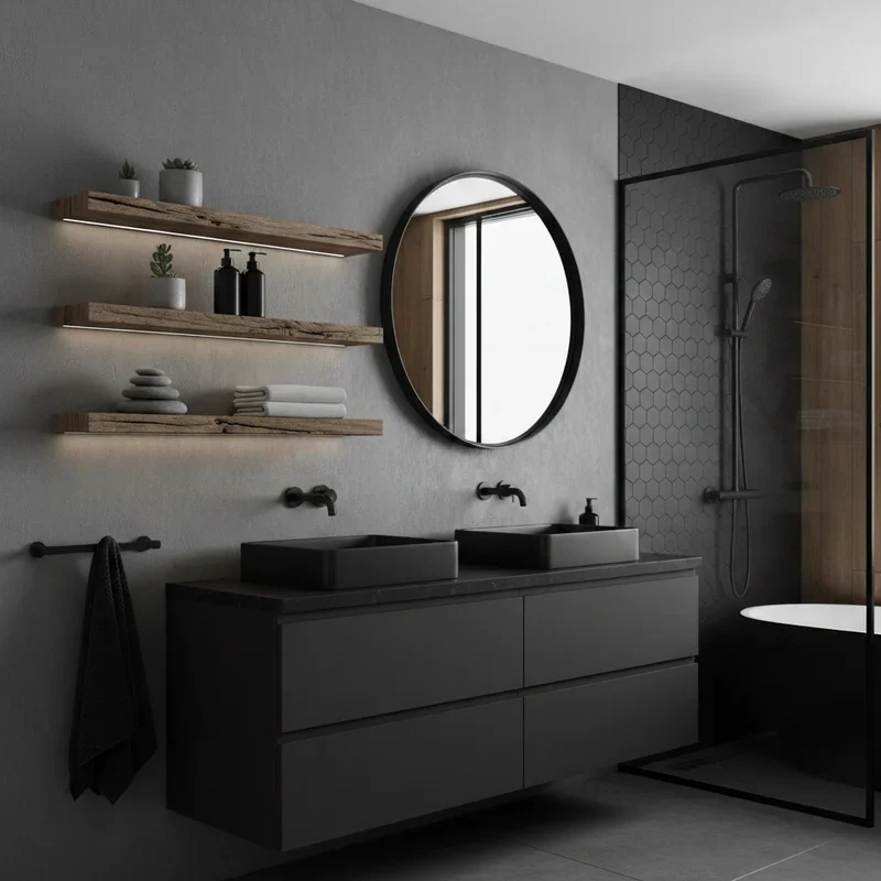 Black and Wood Bathroom Ideas