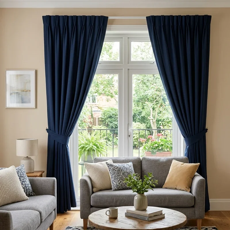 Navy Blue Curtains Living Room Ideas