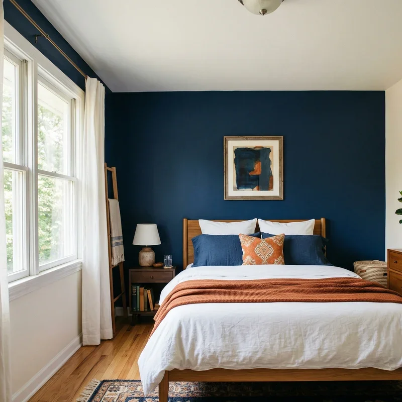 Navy Blue and Orange Bedroom Ideas