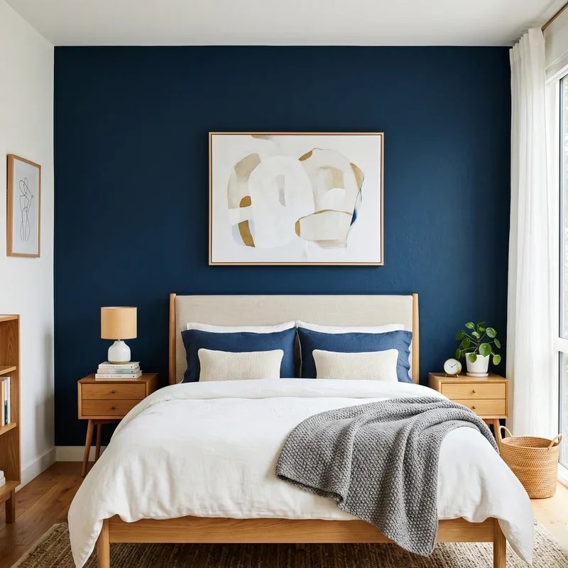 Navy Blue Accent Wall Bedroom Ideas