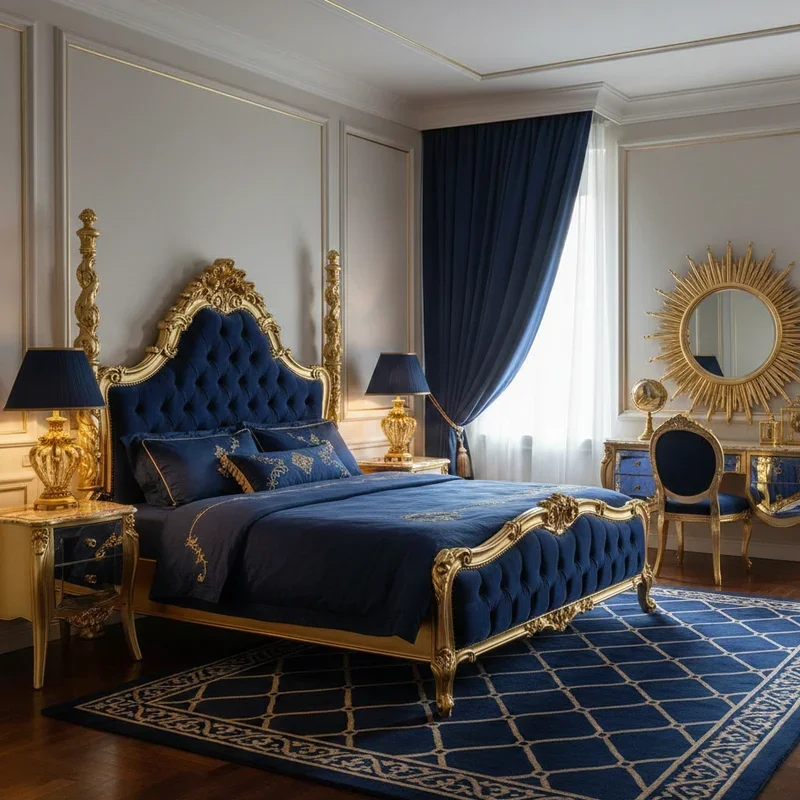 Navy Blue and Gold Bedroom Ideas