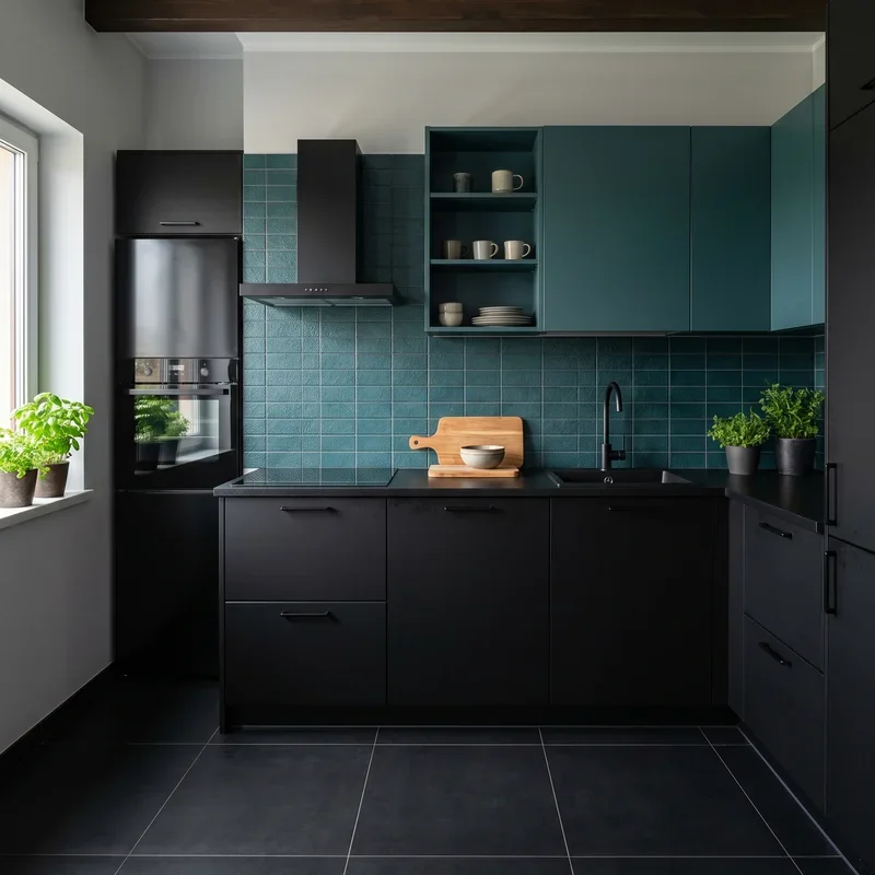 Black and Teal Kitchen Ideas