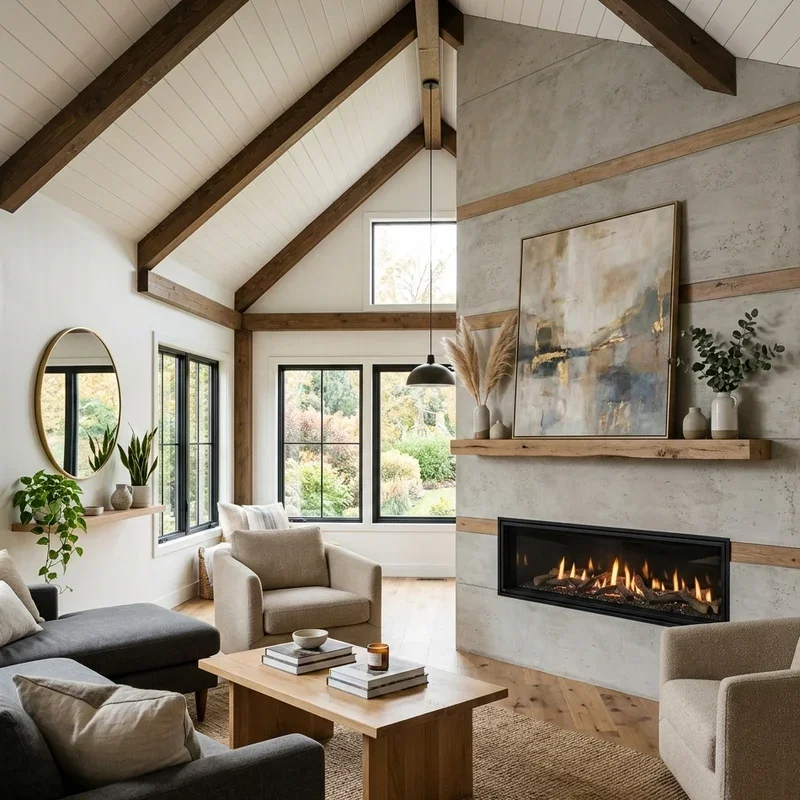 Living Room Vaulted Ceiling Fireplace Ideas
