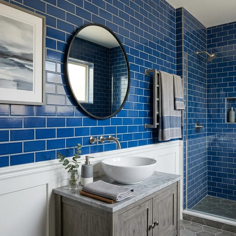 Blue Subway Tile Bathroom Ideas