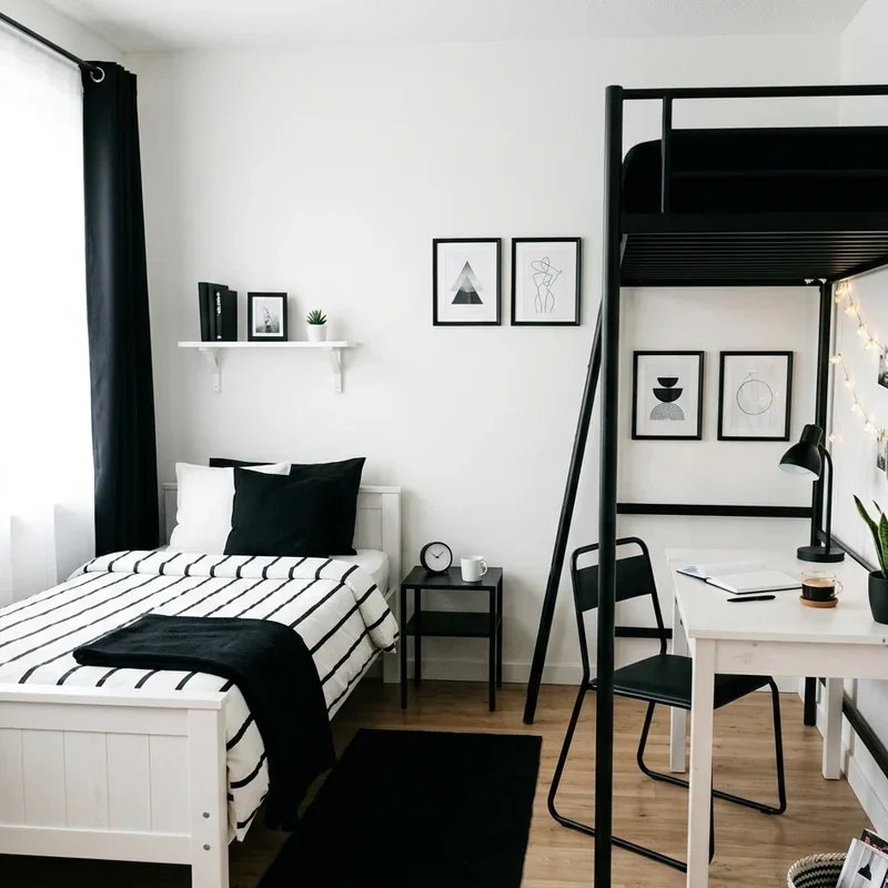 Black and White Dorm Room Ideas