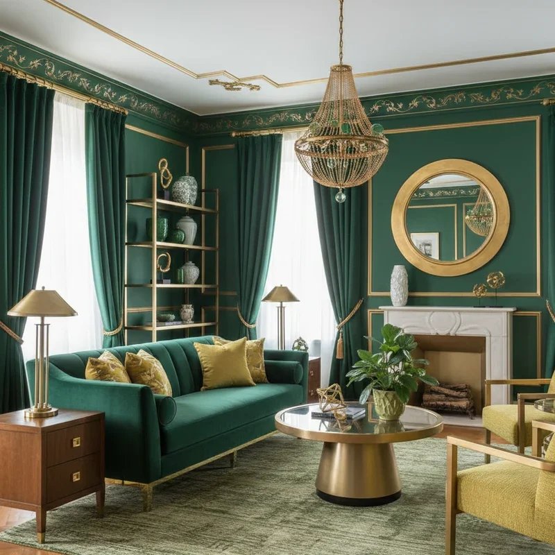 Green and Gold Living Room Ideas