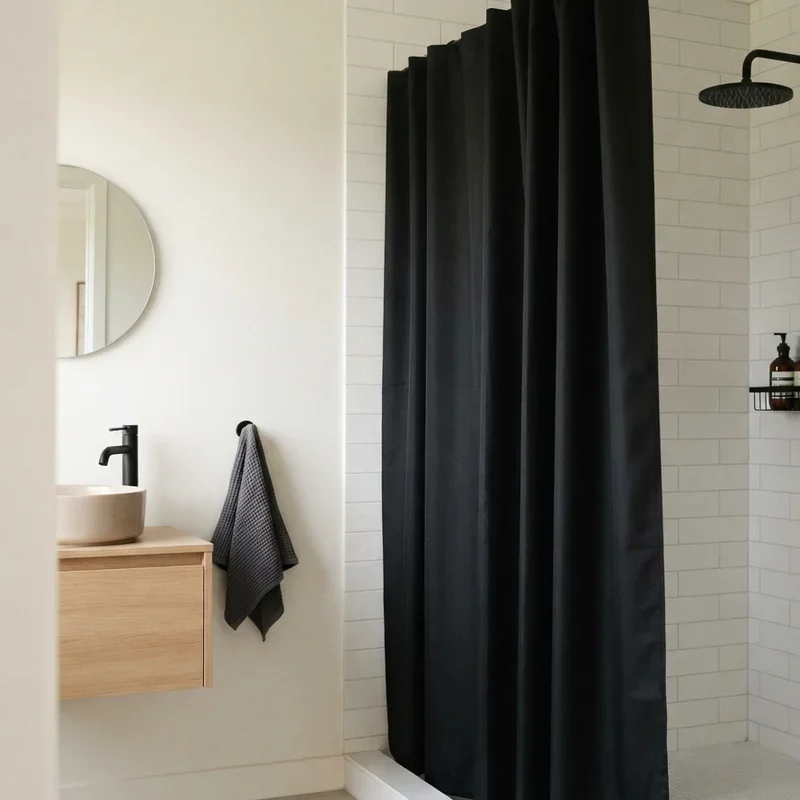 Black Shower Curtain Bathroom Ideas