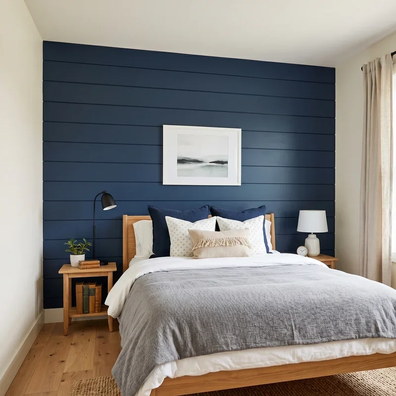 Navy Blue Accent Wall Bedroom Ideas