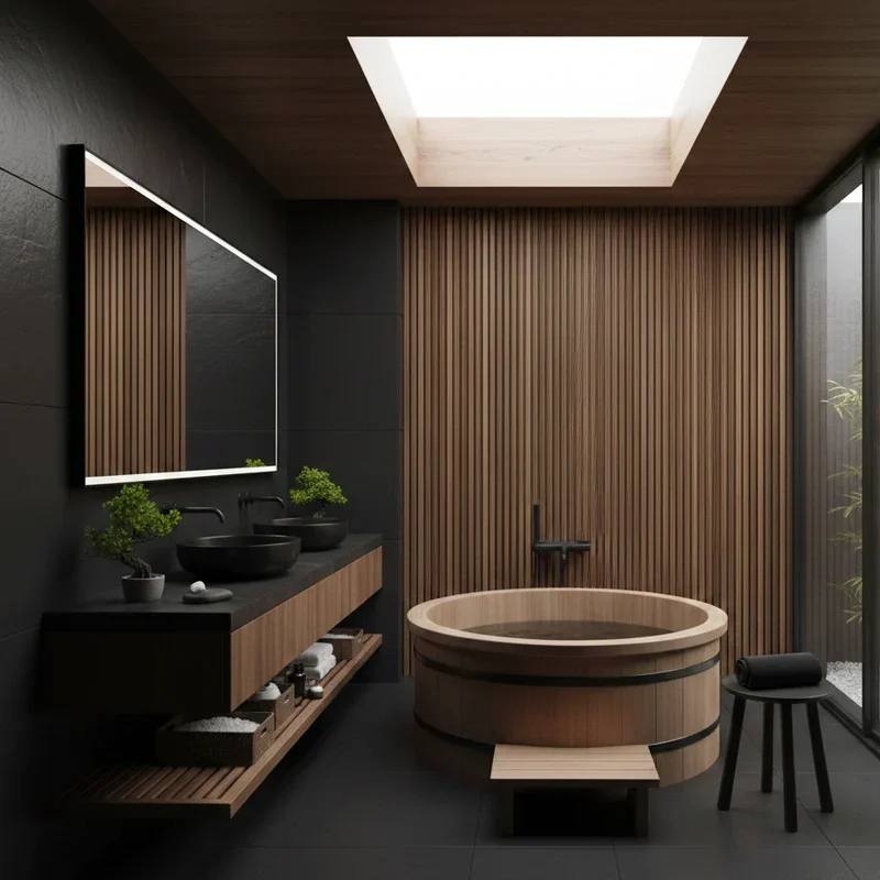 Black and Wood Bathroom Ideas