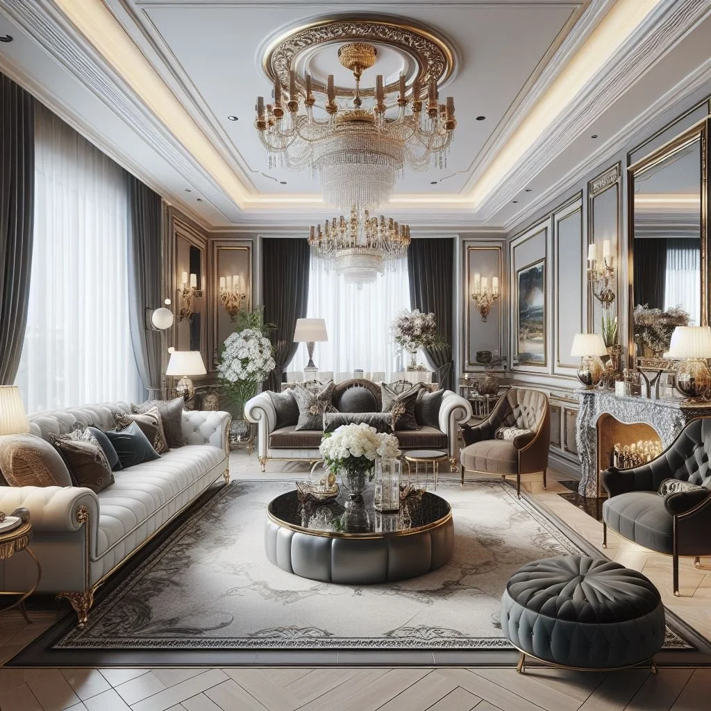 Modern Victorian Living Room Luxurious Furniture Selection