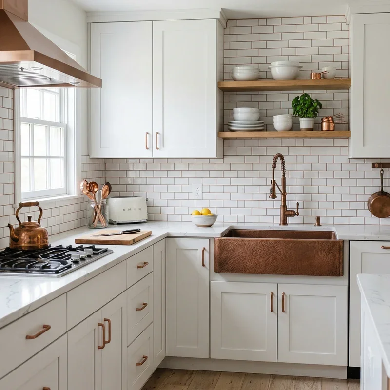 15 White and Copper Kitchen Ideas for Chic Warm Style