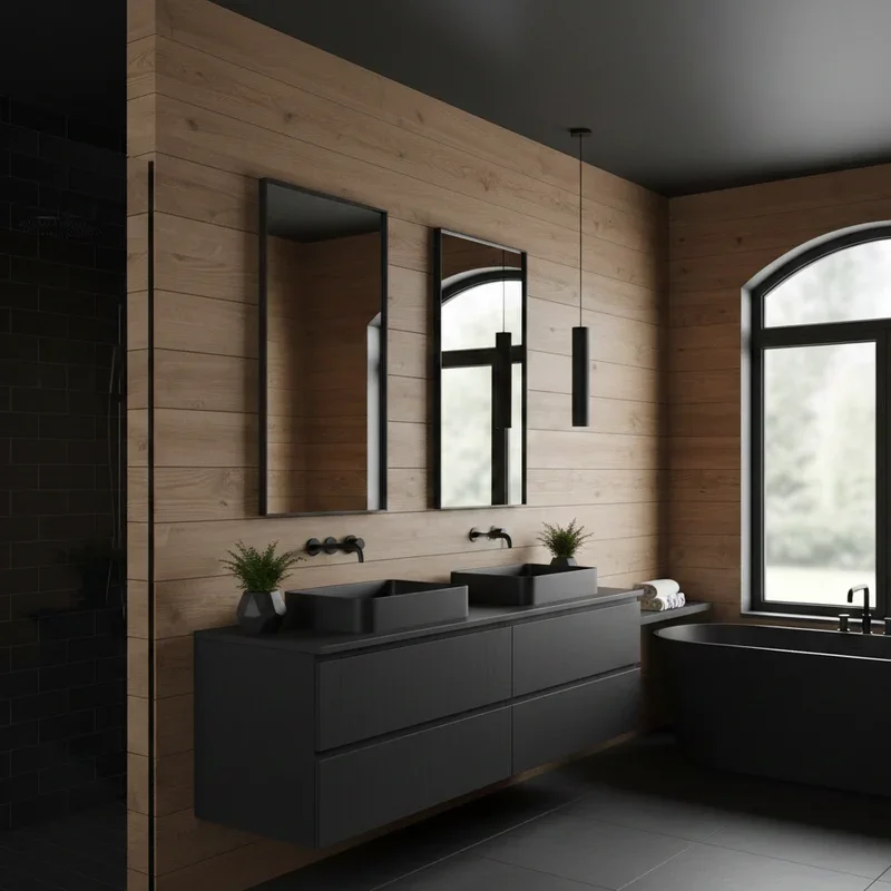 Black and Wood Bathroom Ideas