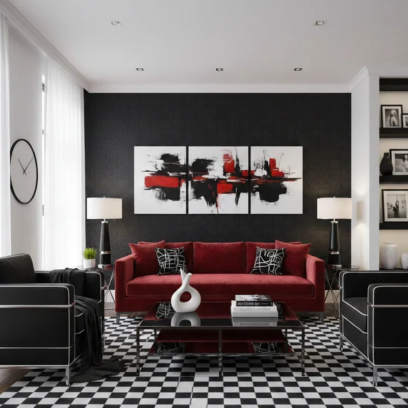 Red and Black Living Room Ideas