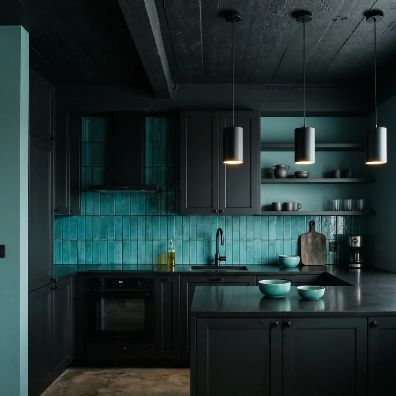 Black and Teal Kitchen Ideas