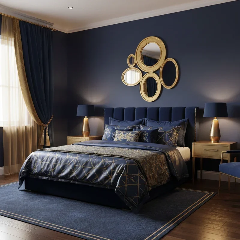 Navy Blue and Gold Bedroom Ideas