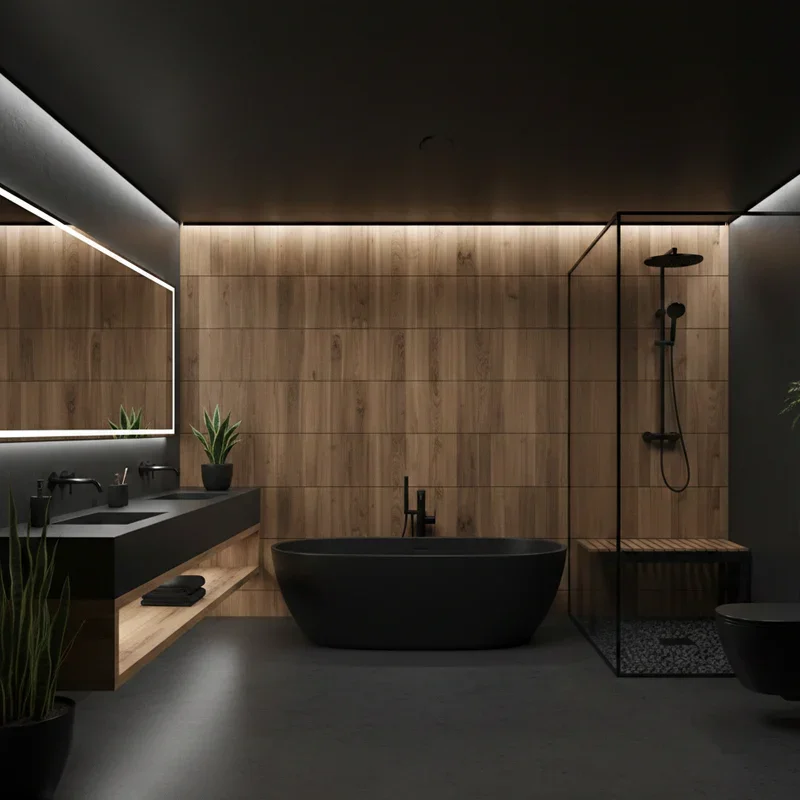 Black and Wood Bathroom Ideas