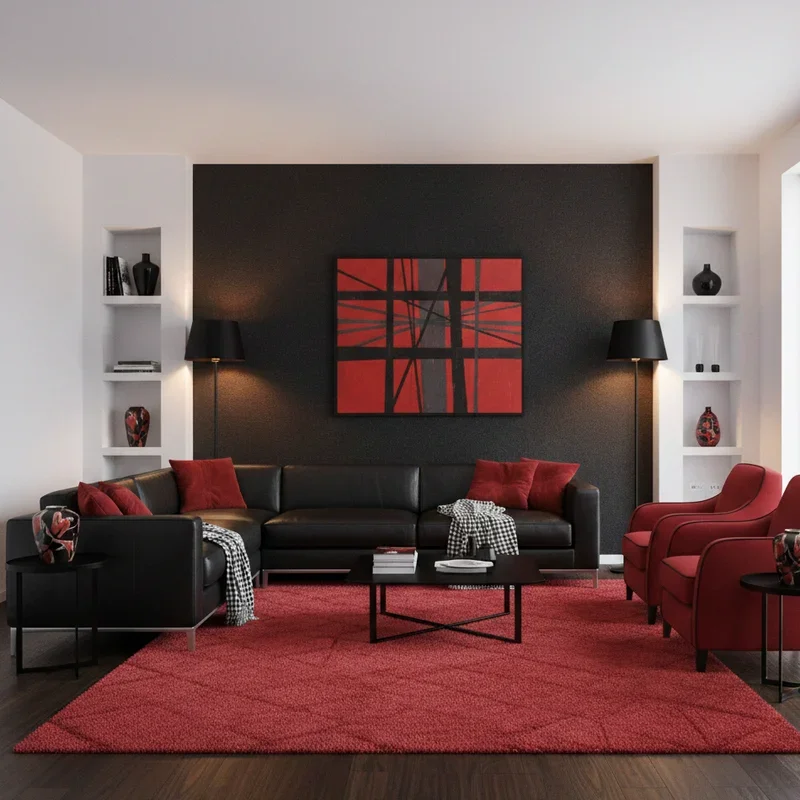 Red and Black Living Room Ideas